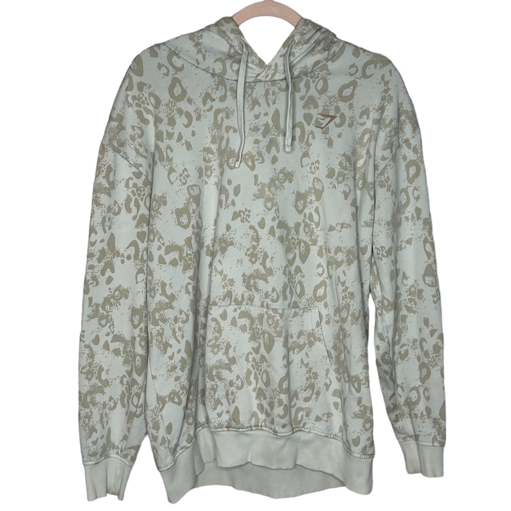 Gymshark Floral Pattern Hoodie - Light Green and Beige
